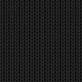 Black knitted fabric texture seamless pattern, vector