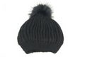 Black Knitted Wool Winter Ski Hat with Pom Pom Royalty Free Stock Photo