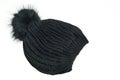 Black Knitted Wool Winter Ski Hat with Pom Pom Royalty Free Stock Photo