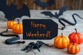 Black Label, Text Happy Weekend, Scary Halloween Decoration