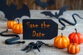 Black Label, Text Save The Date, Scary Halloween Decoration