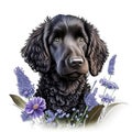 Black Labradoodle Puppy - Watercolor Illustration on White Background AI Generated Generative AI