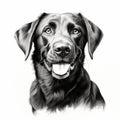 Black Labrador Dog Portrait Drawing On White Background Royalty Free Stock Photo