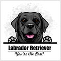 Black Labrador - vector peeking dog head, dog breed Royalty Free Stock Photo