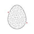 Black labyrinth egg. Kids worksheets. Activity page. Game puzzle for children. Easter holiday. Maze conundrum. Vector illustration Royalty Free Stock Photo