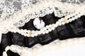 Black lace with form flower, pearls Royalty Free Stock Photo