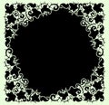 Black Lace Frame. Green Background. Royalty Free Stock Photo
