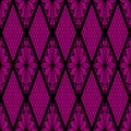 Black lace seamless pattern on pink Royalty Free Stock Photo