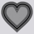 Black lace tenderness heart. Embroidery chic doily for the design of invitations, cards or decoupage.