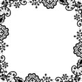 Black lace on white background