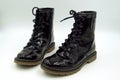 Black lacquer military women boots