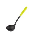 Black ladle dipper with green handle isolated on white Royalty Free Stock Photo