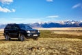Black Land Cruiser in Altai mountains in Kurai area with North