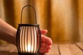 Black lantern with a candle Royalty Free Stock Photo