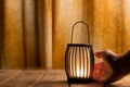 Black lantern with a candle Royalty Free Stock Photo