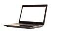 Black laptop computer with blank screen, isolated on white background. Clipping path. Royalty Free Stock Photo