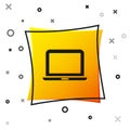 Black Laptop icon isolated on white background. Computer notebook with empty screen sign. Yellow square button. Vector Royalty Free Stock Photo