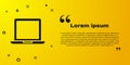 Black Laptop icon isolated on yellow background. Computer notebook with empty screen sign. Vector Royalty Free Stock Photo