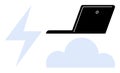 Cloud Computing Concept with Laptop, Cloud, and Lightning Bolt Representing Technology and Power Royalty Free Stock Photo