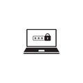 Black Laptop with password notification and lock icon isolated. Concept of security, personal access, user authorization Royalty Free Stock Photo