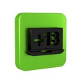 Black Laptop with 18 plus content icon isolated on transparent background. Age restriction symbol. Adult channel. Green