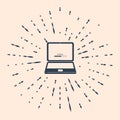 Black Laptop update process with loading bar icon isolated on beige background. System software update. Loading process