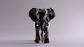 Black Large Elephant made out of Triangles Polygons