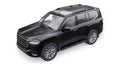 Black large family seven-seater premium SUV on a white isolated background. 3d illustration. Royalty Free Stock Photo