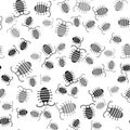 Black Larva insect icon isolated seamless pattern on white background. Vector Royalty Free Stock Photo