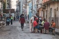 Black Latinos playing dominoes in the neighborhood of La Marina Matanzas, Cuba Royalty Free Stock Photo