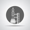 Black launch site with rocket, spaceport icon Royalty Free Stock Photo