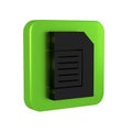 Black Laundry detergent for automatic wash machine icon isolated on transparent background. Green square button.