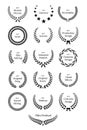 Black laurel wreath with Film Awards design elements. Premium insignia, traditional victory symbol on white background Royalty Free Stock Photo