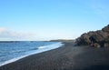 Black Lava Rock Dritvik Beach In Iceland Royalty Free Stock Photo