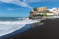 Black lava sand beach in Puerto Naos, La Palma, Canarian islands, Spain Royalty Free Stock Photo