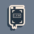 Black Law book icon isolated on grey background. Legal judge book. Judgment concept. Long shadow style. Vector Royalty Free Stock Photo