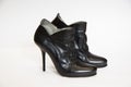 Black leather ankle boots Royalty Free Stock Photo
