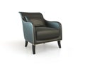 Black leather armchair.