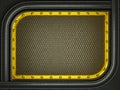 Black leather background with golden metallic grill