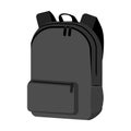 Black leather backpack front view. Bag for study with Orthopedic back in casual modern design. study concept mockup. vector