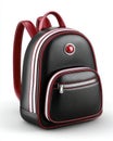 Black Leather Backpack with Red Accents 3D Render Royalty Free Stock Photo