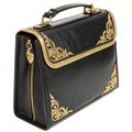 Black leather bag with gold trim Royalty Free Stock Photo