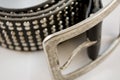 Black leather belt closeup Royalty Free Stock Photo
