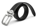 Black leather belt with silver buckle Royalty Free Stock Photo