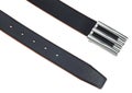 Black leather belt with silver buckle