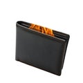 Black Leather Bi- Fold Wallet with Flames Visible Inside bi-fold accessory Royalty Free Stock Photo