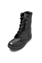 Black leather boot isolate on a white background. New army boot. Shoes for the military, police and special units Royalty Free Stock Photo