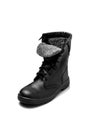 Black leather boot isolate on a white background. New army boot. Shoes for the military, police and special units Royalty Free Stock Photo