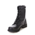 Black leather boot with laces. Royalty Free Stock Photo