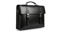Black leather briefcase with silver buckles and handle for business professional work office use Royalty Free Stock Photo